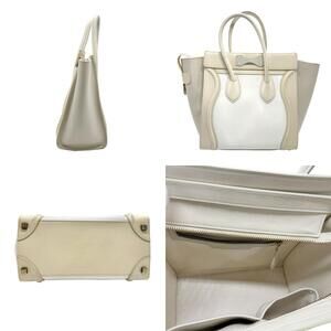 Celine Shopper Beige White Handbag Luggage Tan Leather